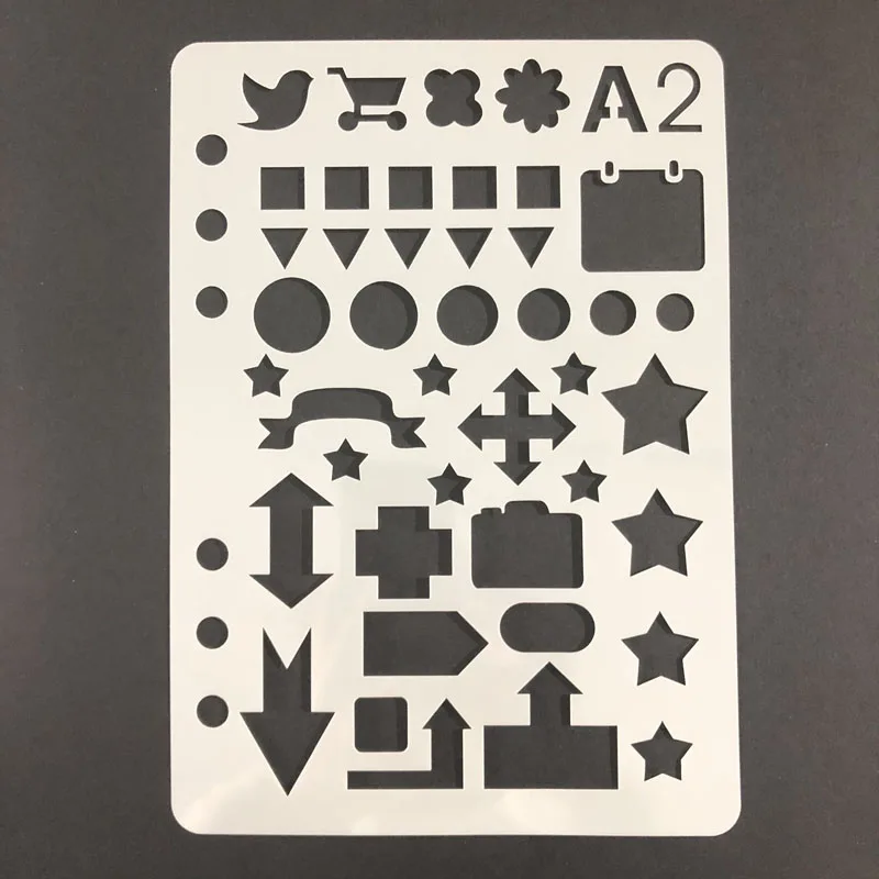 

A5 Loose Leaf Bullet Journal Stencil To Do List Square Circle Triangle Star Arrow Sign Hollow for Diary Planners Office Supplies