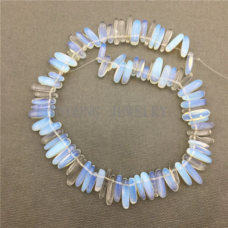 MY0616 Smooth Opal Stick Beads,Polished Clear Opalite Spikes Point Chip Top Drilled Necklace Beads (1)