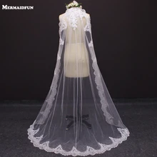 Элегантная кружевная кромка белая слоновая кость 2 метра Длинная свадебная вуаль с расческой Новое поступление свадебная вуаль