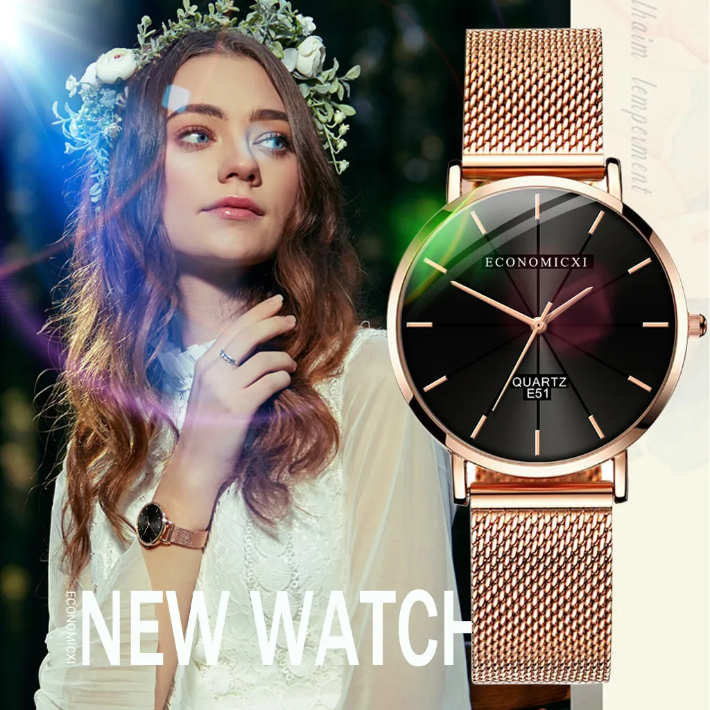 Женские часы reloj mujer rectangulo Модные женские сетчатые уникальные простые