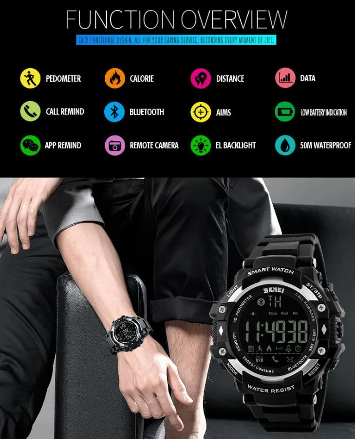 fitness watches for women SKMEI Smart Watch For Apple Android Women Sports Watches Bluetooth Pedometer Camera Smartwatch Waterproof Wristwatches men's water resistant watches