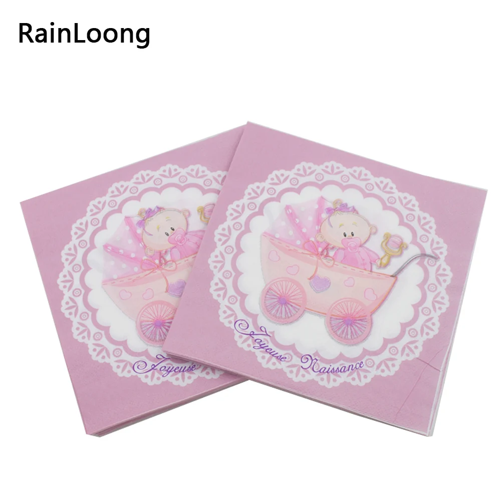 [RainLoong] Baby Shower Бумага салфетка для мальчика и девочки Пол раскрыть детскую коляску