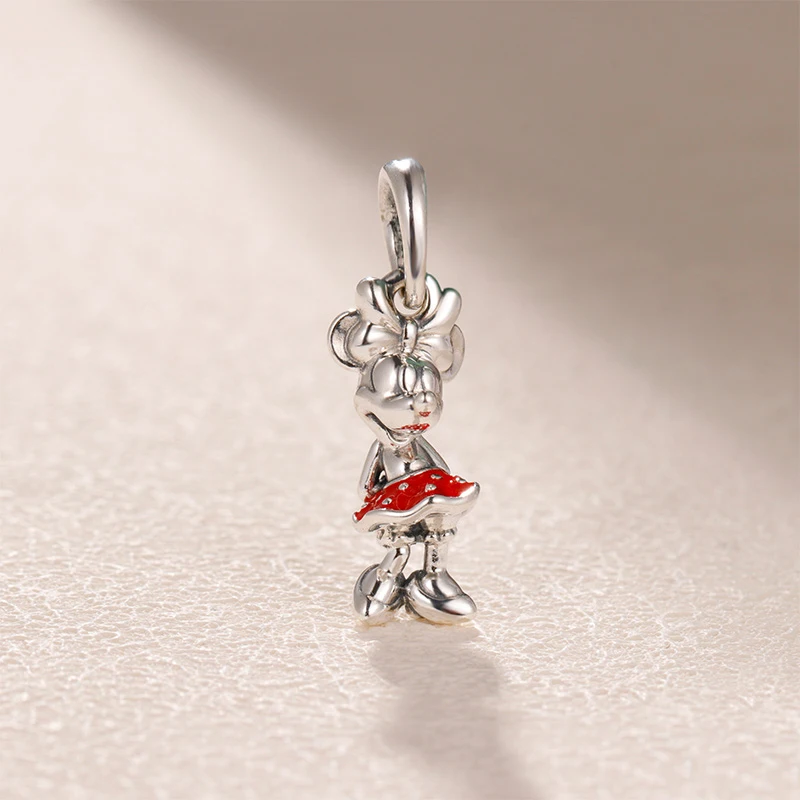 

100% 925 Sterling Silver Classic Mouse Polka Dots with Enamel Charm Pendant Beads Fit Pandora Bracelets DIY Jewelry for Women