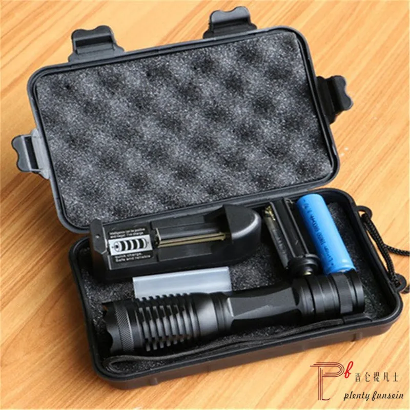 

LED Tactical Flash light T6/L2/XPL V6 10000 Lumens Lanterna Adjustable Torch Zoomable Flashlight + Charger +1* 18650 Battery