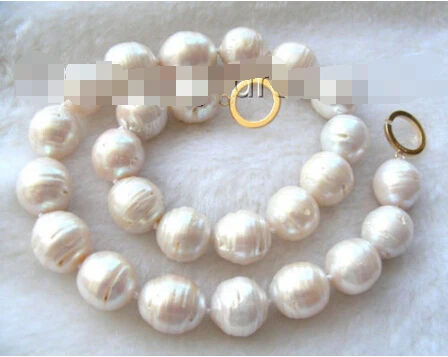 Горячая Распродажа~ изумительное, грандиозное 13*15 мм белый южного Возрожденный жемчуг Keshi ожерелье