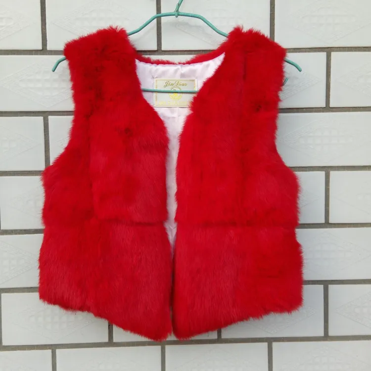 new genuine rabbit fur vest women's short rabbit fur coat winter fur vest Free shipping custom plus size - Color: red