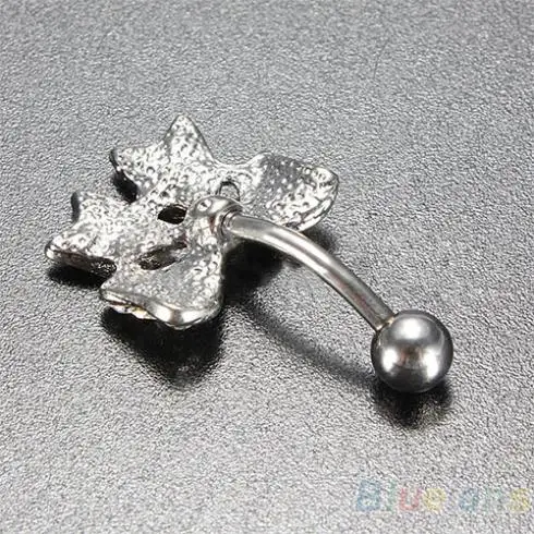 Милое серебряное кольцо для пирсинга пупка с бантиком подарок 002E|navel ring|body