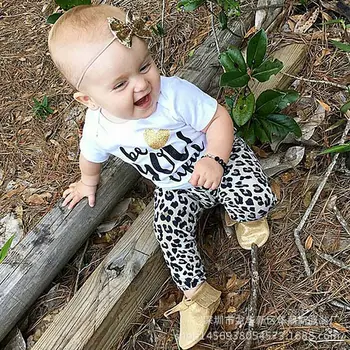 

Summer Baby Boy Girl Clothes Sets Kids Cotton Short Sleeve T-shirt + Leopard Print Pants Fashion Loveliness Baby Children 2pcs
