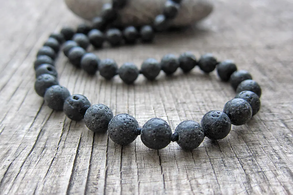 8 мм Lava Stone ожерелье s мужское ожерелье длинное ожерелье 20 дюймов завязанное натуральным Lava Stone завязанное ожерелье s молиться шарики Йога мала