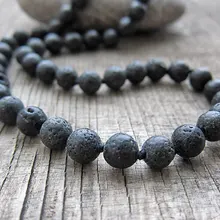 8 мм Lava Stone ожерелье s мужское ожерелье длинное ожерелье 20 дюймов завязанное натуральным Lava Stone завязанное ожерелье s молиться шарики Йога мала