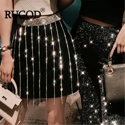 RUGOD Для женщин юбка черный кисточкой линии высокой талией sexy мини-платье 2019 новые летние модные женские туфли облегающая Короткая Юбка