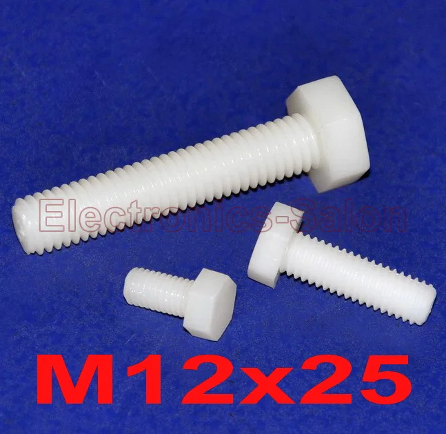 

( 10 pcs/lot ) Metric M12 x 25mm Nylon Hex Bolt, Hexagonal Screw.