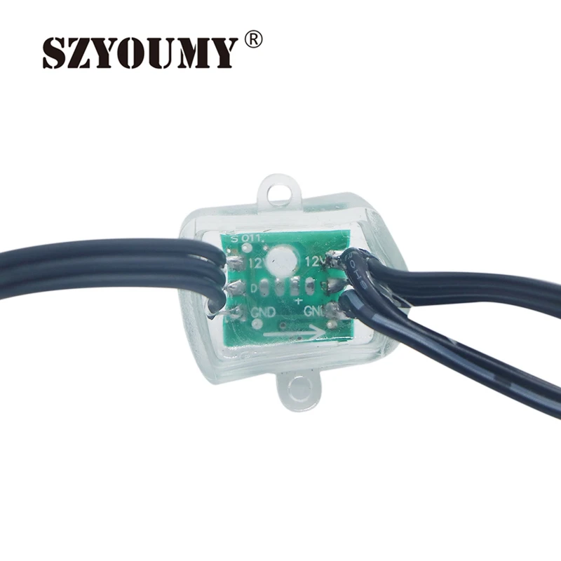 SZYOUMY квадратный Тип DC12V 5 V 12 мм WS2811 светодиодный пиксельный узел свет Смарт модуль rgb полный Цвет 20AWG все черный провод Водонепроницаемый