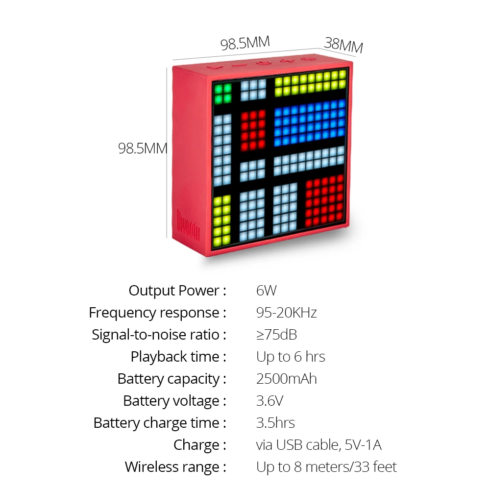 Divoom Timebox Evo Pixel Art Bluetooth динамик портативный беспроводной светодиодный экран