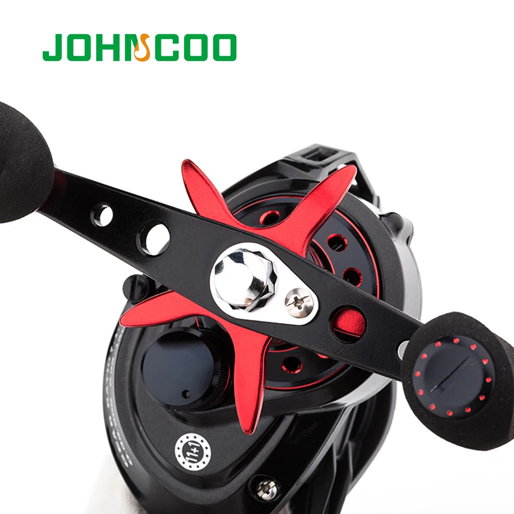 JOHNCOO Bait Casting Reel Big Game 13kg Max Drag Sea Fishing jig Reel 11+1 BB 7.1:1 Aluminium Alloy Body Jigging Fishing Reel