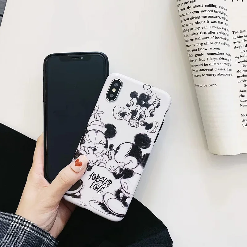 Мягкий матовый чехол из ТПУ с надписью love Minnie Mickey для iPhone X, XR, 7, 8 Plus, 6s, 6 plus, силиконовый чехол XS MAX, аксессуары