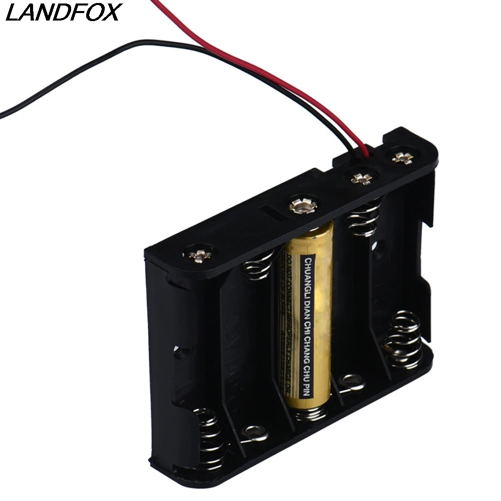 

LANDFOX DIY Box Holder For 5 x AA Black With Wire Leads Plastic Mobile Phone Chargers Battery Storage Case NEW wholesale