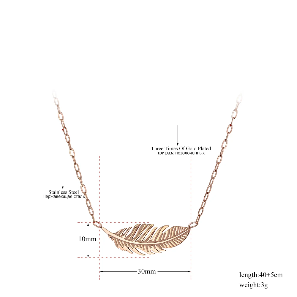ZooMango богемное ожерелье-чокер из нержавеющей стали для девочек, розовое золото, перо, кулон, ожерелье, юбилейные ювелирные изделия ZN18032