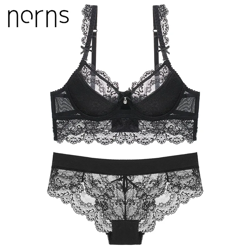 Beste Norns vrouwen Dunne sexy kant bralette set ondergoed push up lingerie femme sexy beha en kant plus size lingerie set