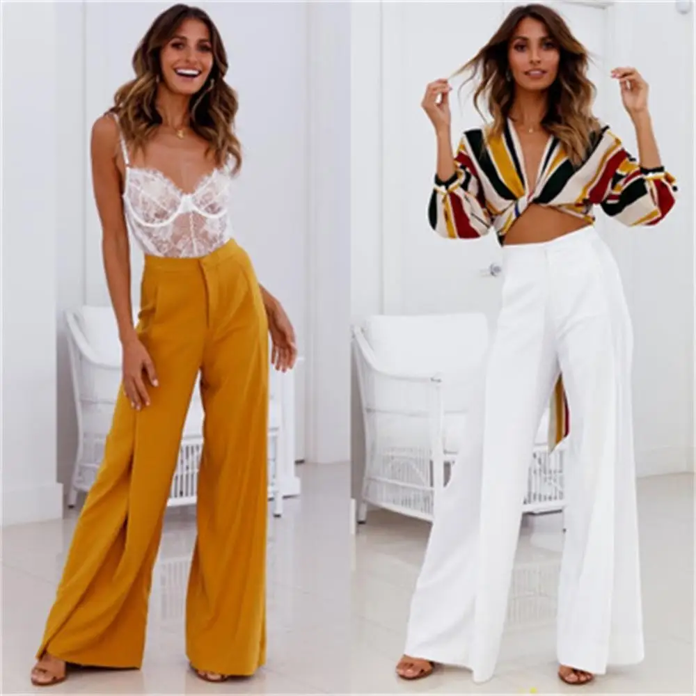 2017 Wide Leg Pants Sexy Women High Waist Dance Party