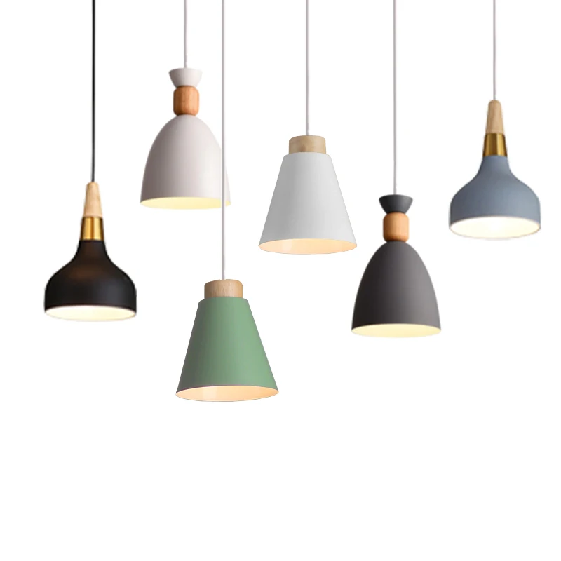 

Modern LED Pendant Lights Multicolour Dining-room Restaurant Pendant Lamps Shop Bar Home Decoration nordic Wood pendant lamp