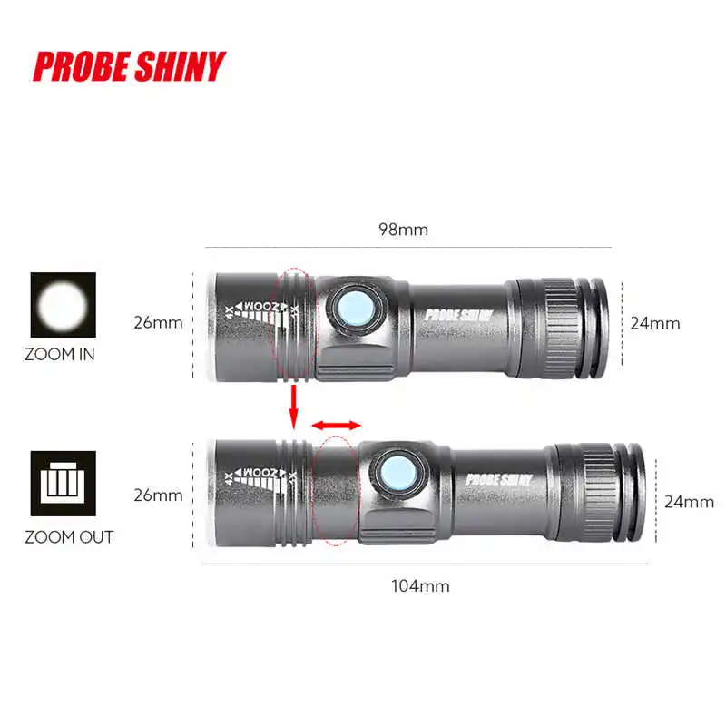 PROBE SHINY Adjustable LED Zoom 3000LM powerful led flashlight MINI USB Rechargeable Flashlight Torch Portable #3o8 (5)