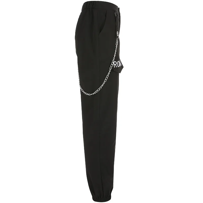 TCJULY, дизайн, модные черные брюки-карго с надписью Rock More, уличная одежда, Джоггеры для женщин, высокое качество, женские брюки