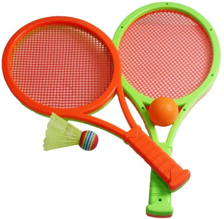 Crefotu Tennis Racket Set for Children,17 Inch Racquet with 2 Tennis Balls,2 Badminton Balls for Toddler Indoor/Outdoor Sports 