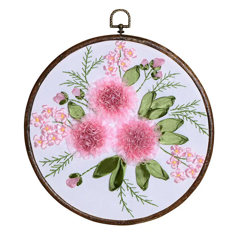 DIY лента Цветочная круглая вышивка набор игла вышивка искусство шитье ремесла домашний декор - Цвет: 12
