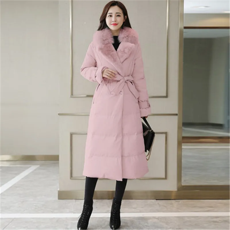 Winter Female Down Jacket 2018 New Fashion bundle Waist Outerwear Coats Korean Large Size Long Big fur collar Female parkas X796 Winter Female Down Jacket 2018 New Fashion bundle Waist Outerwear Coats Korean Large Size Long Big fur collar Female parkas X796