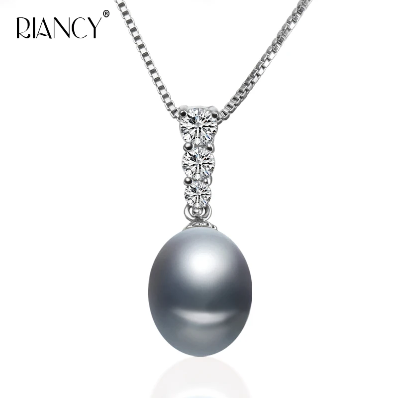 Fashion Natural Black Pearl Pendant Necklaces 925 Sterling Silver Jewelry For Women Pearl Necklace Silver Chain Accessories Gift pendant necklace,silver necklace