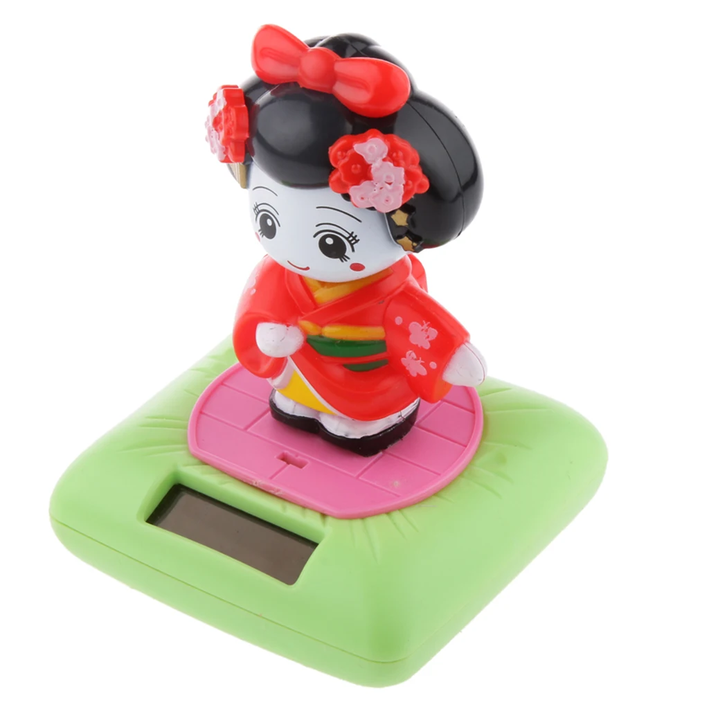 

Adorable Solar Powered Toy Figure Swinging Dancing Toy Japanese Kimono Maiko Geisha Car Home Decor