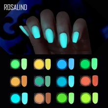 ROSALIND блеск для ногтей порошок хром Флуоресцентный фосфор дизайн ногтей лак светящийся пигмент УФ освещение для ногтей аксессуары