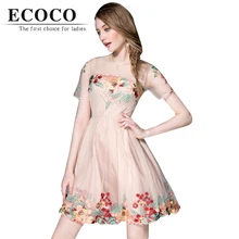 Top Quality 2016 Cute Princess Casual Short Sleeve Flower Floral Embroidery Mesh Above Knee Mini Summer