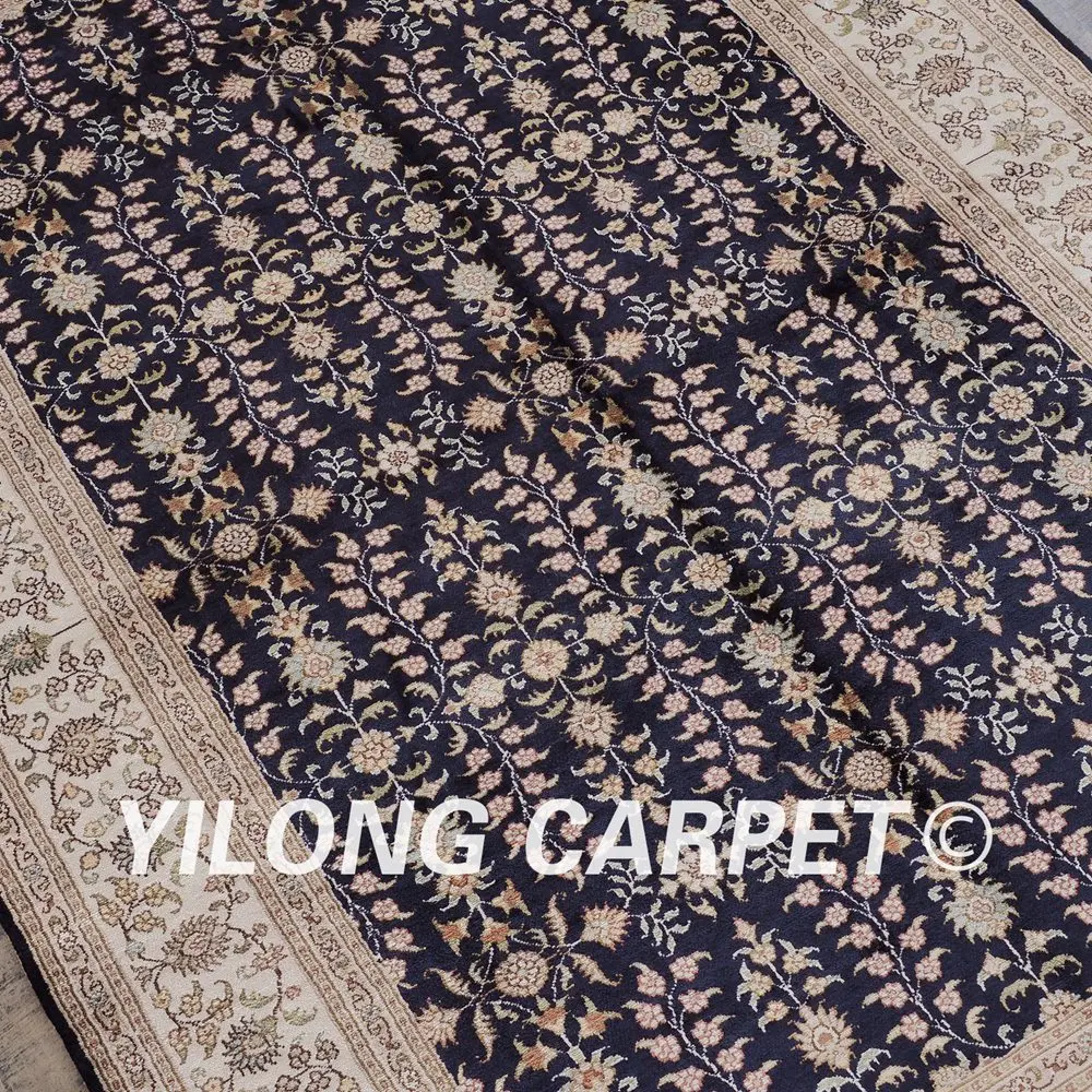 Yilong 4'x6' традиционный ручной работы шелковый ковер синий Vantage Античная персидские ковры на продажу (SL114B4x6)