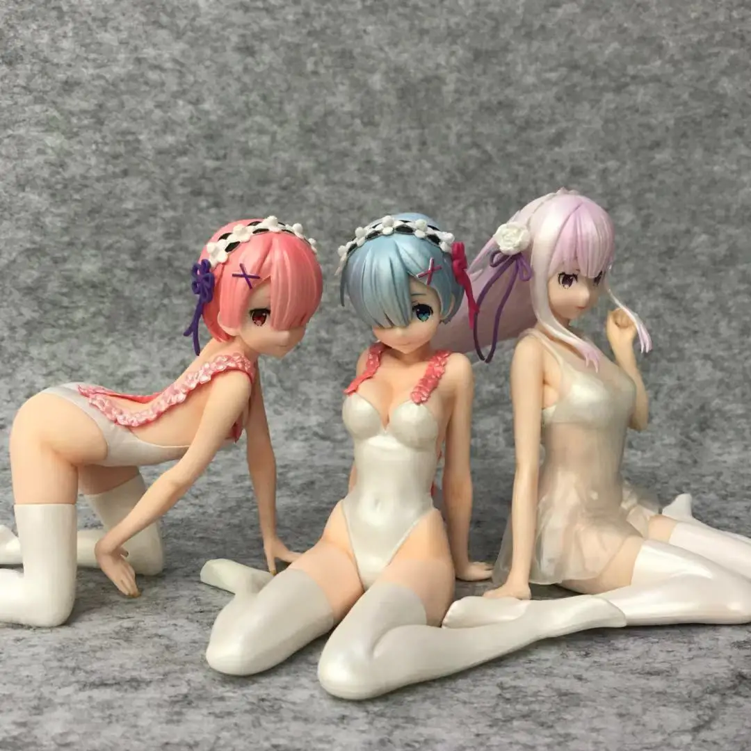 

5" Re: Zero Starting Life in Another World Anime Ram Rem Emilia Swimsuit Boxed 12cm Anime PVC Action Figure Model Doll Toys Gift