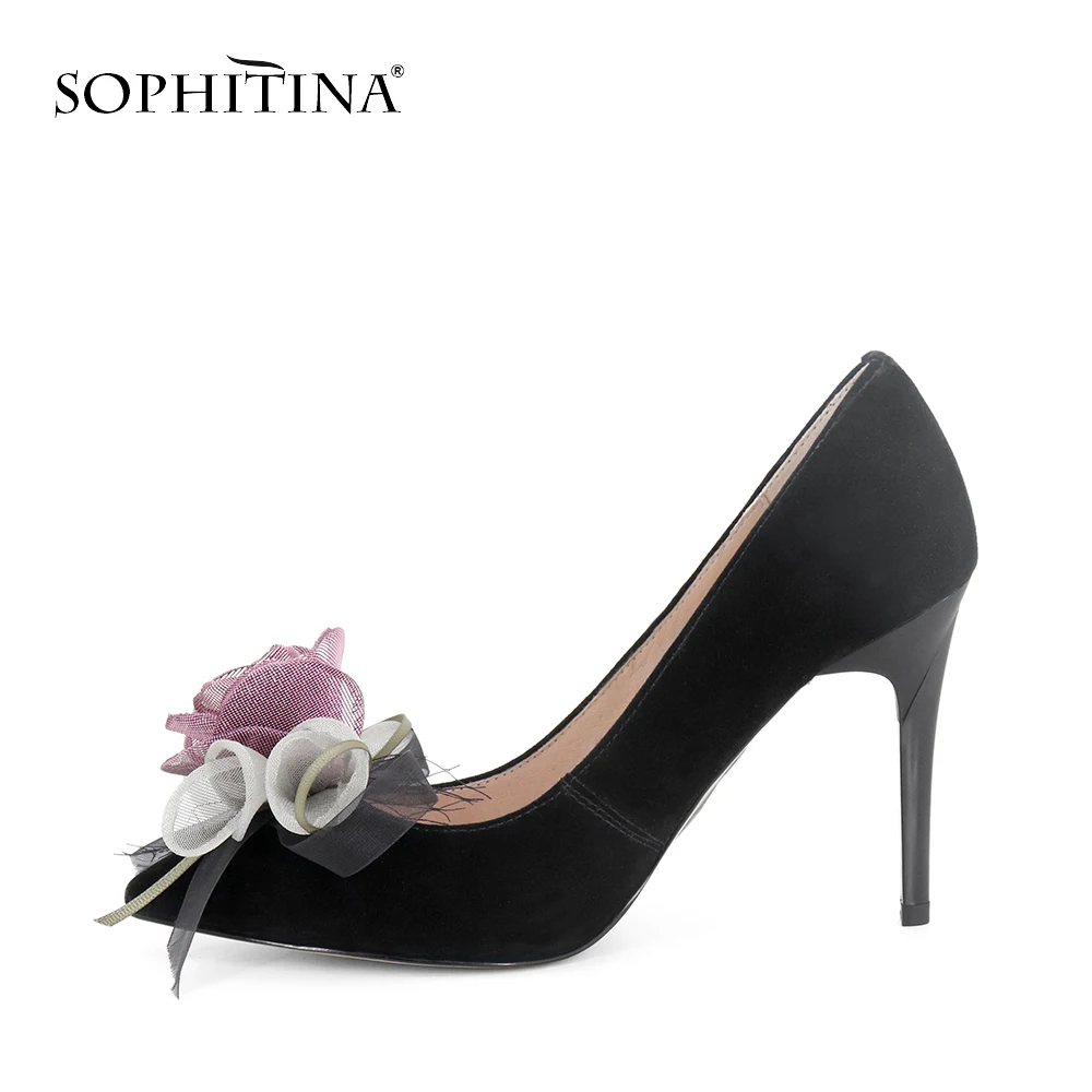 SOPHITINA/Хит 2019г. Модные вечерние туфли лодочки с прекрасной цветочкой Элегантные