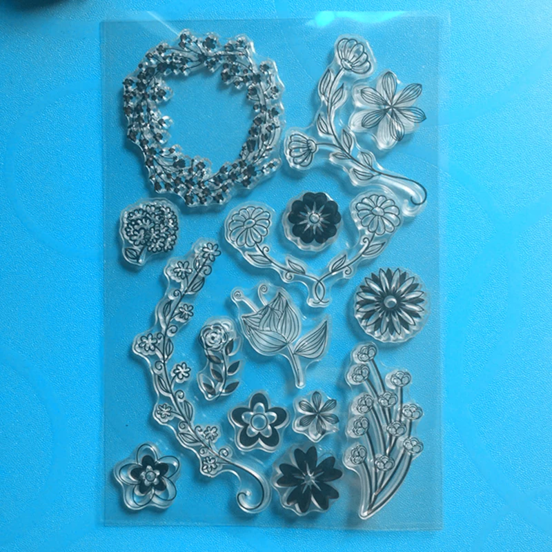 

YLCS155 Flowers Silicone Clear Stamps For Scrapbooking DIY Album Paper Cards Making Decoration Embossing Rubber Stamp 11x16cm