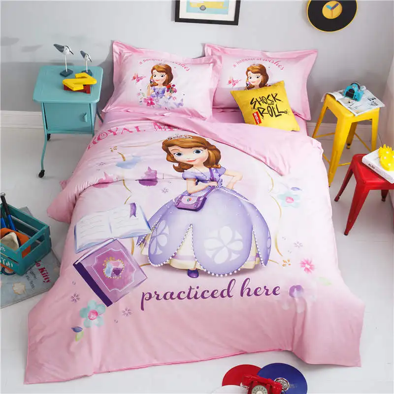 

pink princess sophia bedding single twin full queen size comforter soft cotton duvet cover set girl bedspread kid homeroom decor