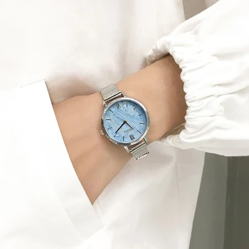 

Ulzzang Classic Stainless Steel Mesh Belt Watch Woman Colorful Dial Dress Bracelet Wristwatches Lady Quartz Clock Montre Femme