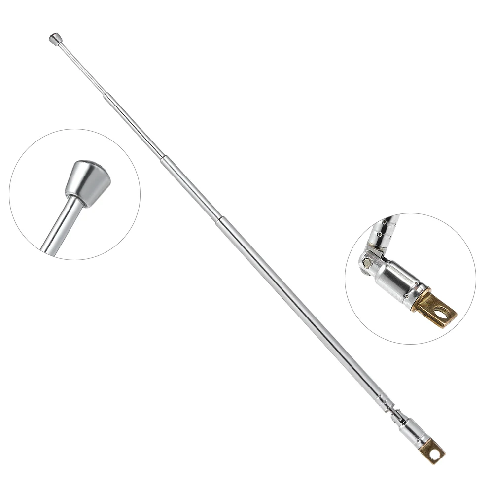 

Telescopic FM Radio Antenna 4 Sections Chromium-plating Copper Antenna 360 degree Rotatable