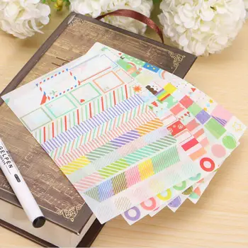 

6 Sheet/lot Cartoon Pad Tree Stars Circle Stripe Toy Stickers DIY Photo Sticker Calendar Paper Sticker Scrapbook Decorative