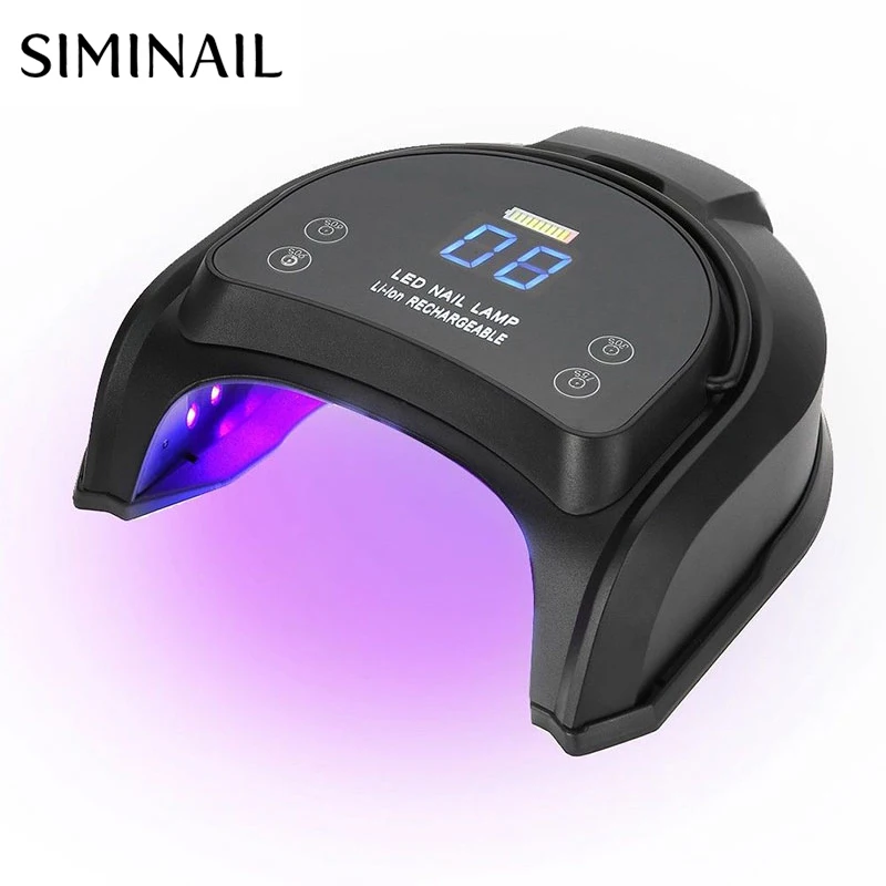 

SIMINAIL 64W Cordless 64w Rechargeable 100-240V Nail Dryer Portable Lamp Manicure Auto Sensor LCD Timer Display LED Cordless 64