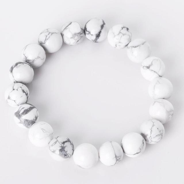 Bracelet With Natural Stone Beads 6 8 10mm Glaze White Howlite Yoga Beaded Bracelet For Men & Women Christmas Jewelry Gift