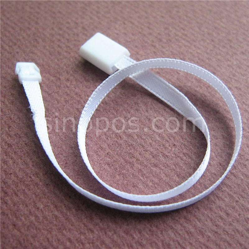 

Superior Silk Ribbon String Tach Cord Fasteners, buckle head hanging rope loop lock price tag seal, hangtag riband thread lace