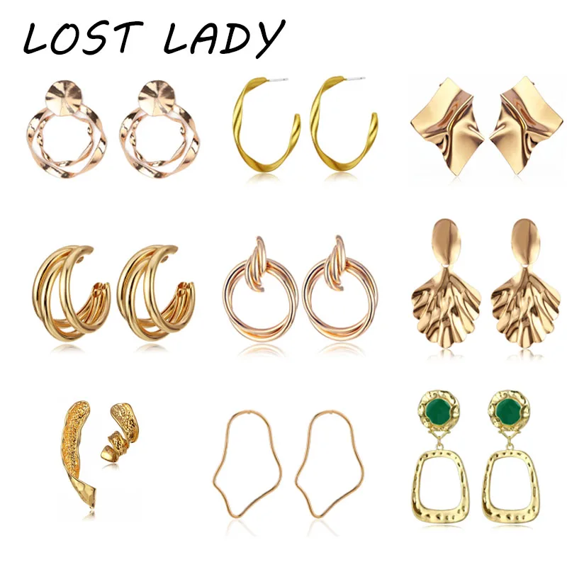 Lost Lady новые модные серьги 2019 Необычные геометрические для женщин свисающие