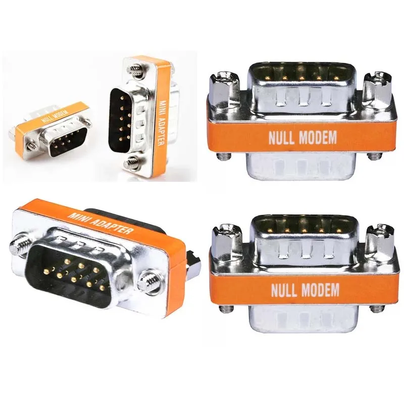 Mini Null Modem DB9 Male to DB9 Male plug Extension Adapter Gender Changer