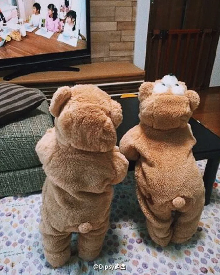 

Toddler Boy Clothes Baby Winter Plus Velvet Thick Cartoon Bear Jumpsuit Romper