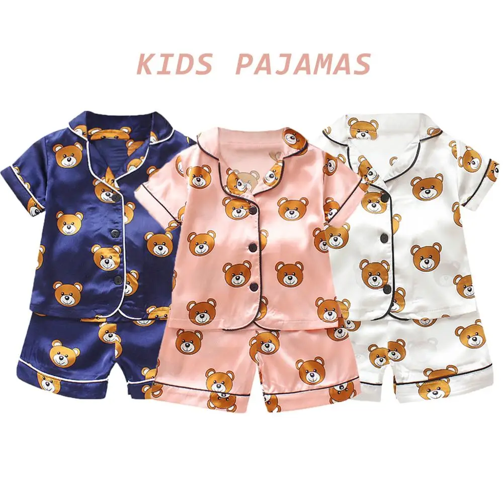 

kids pajamas children Soft Bear sleepwear baby pajamas sets boys girls T shirt Shorts pajamas nightwear kids clothing 2019