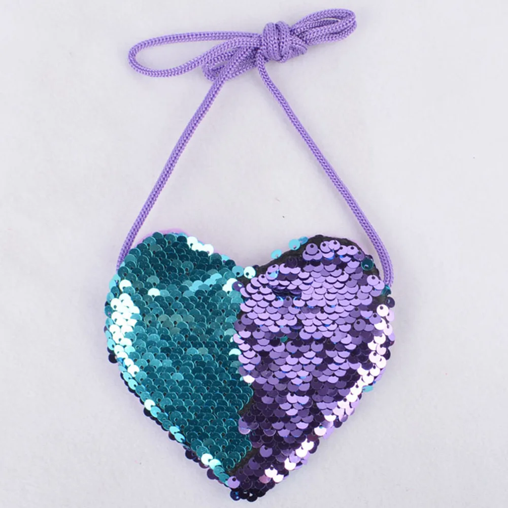 

Mini Key Cute Birthday Party Messenger Bag Love Heart Portable With Lanyard Fashion Sequins Gift Children Zipper Coin Purse